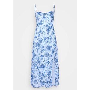 Abercrombie‎ high slit midi day dress floral 90s Y2K cottage blue sz XLP